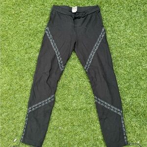 Women’s Black Legging Pants with Leather Lace Accents